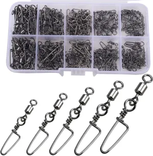 150pcs Fishing Snap Swivels Barrel Swivel with Coastlock Snap Stainless Swivel Corrosion Resistant Fishing Tackle Accessories Lure Line Connector for Saltwater Freshwater Fishing