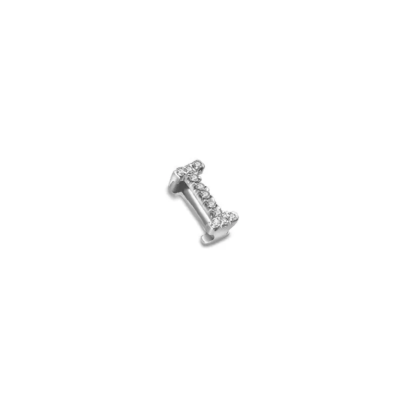 18k Gold Initial Letter "I" Diamond Pandent   Necklace