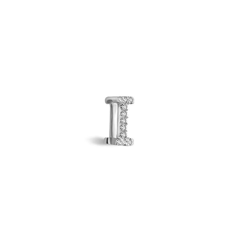 18k Gold Initial Letter "I" Diamond Pandent   Necklace