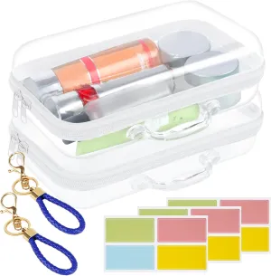2 Pack Clear Hard Shell Zipper Case, 8.26" ?? 5.1" ?? 2.8" Mediun Zippered Hard Pouch with Handle for Toys, Building Blocks, Puzzles, Cosmetics, Travel Essentials
