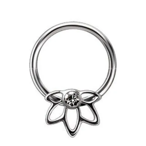 316L Stainless Steel Flower Snap-in Captive Bead Ring
