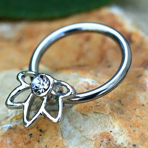 316L Stainless Steel Flower Snap-in Captive Bead Ring