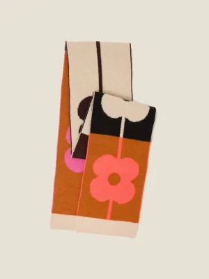 Abacus flower scarf in Neon Orange