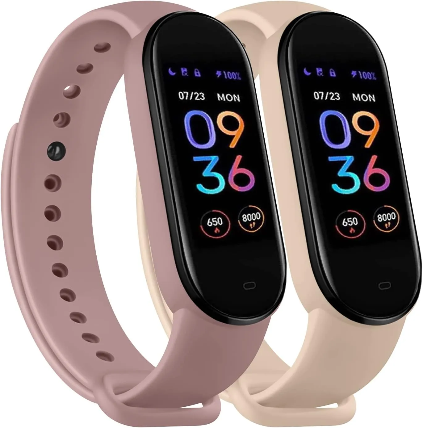 Bands for Amazfit Band 5 Replacement Strap Women Men, 2 PACK Silicone Sport Strap Compatible with Amazfit Band 5 Wristband Watchband Accessories