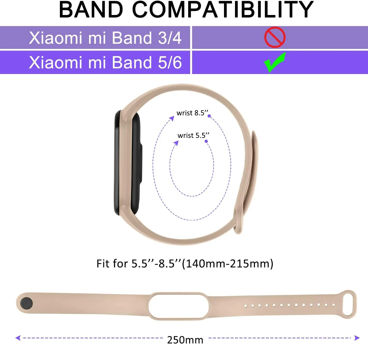 Bands for Amazfit Band 5 Replacement Strap Women Men, 2 PACK Silicone Sport Strap Compatible with Amazfit Band 5 Wristband Watchband Accessories