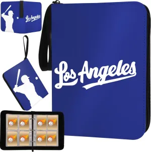Baseball Card Binder With Sleeves 400 Pocket, Los Angeles Card Holder for Trading Cards, Collector Album Sports 3 Ring Binder Storage Book Folder Organizer for Kids Gift