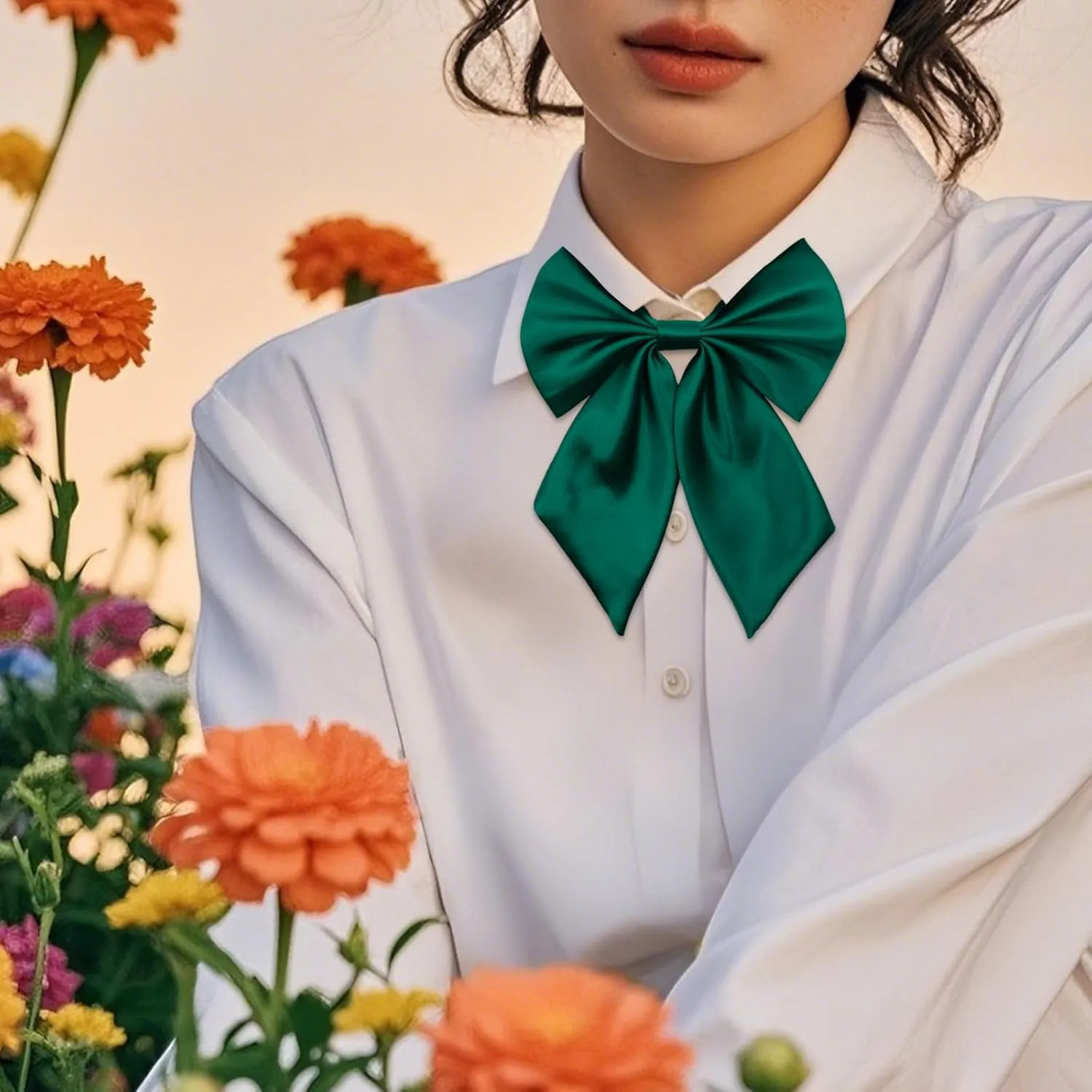 Bow Tie for Women Pre-tied Floppy Womens Tie Solid Color Women's Bowknot Bow Tie for Uniform Cosplay Party