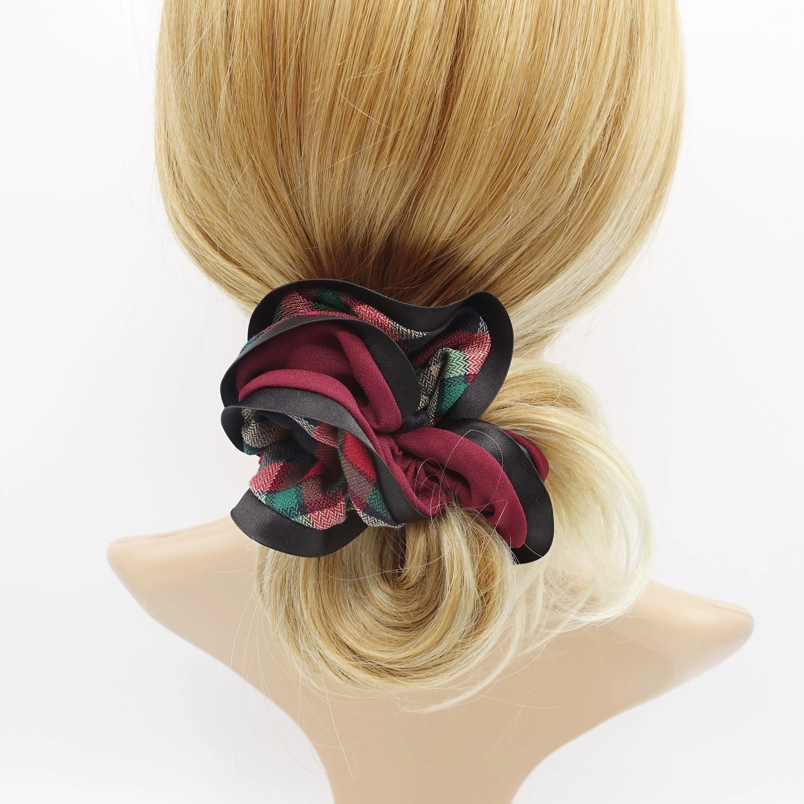 check scrunchies, 2color tone scrunchies, hair ties for women