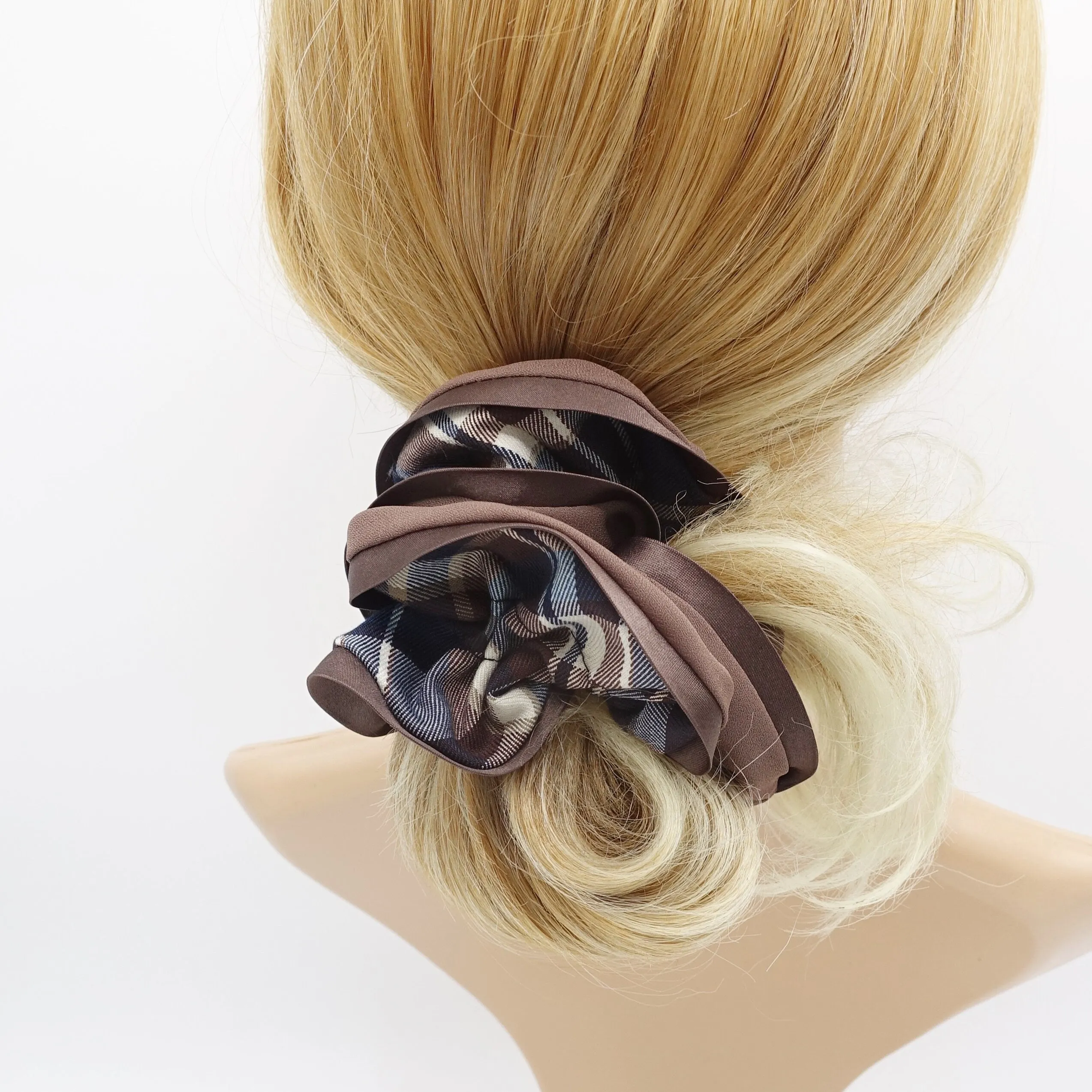 check scrunchies, 2color tone scrunchies, hair ties for women
