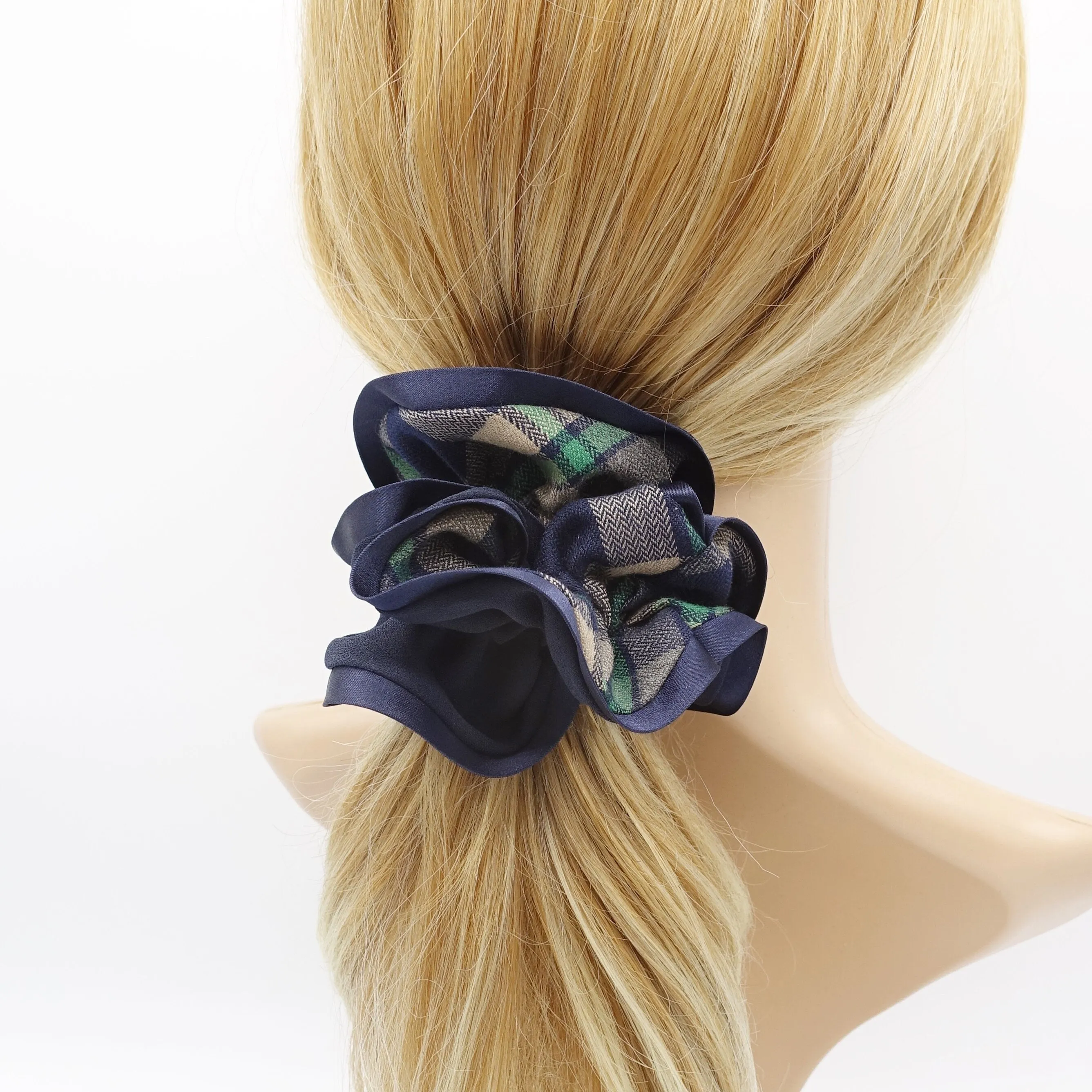 check scrunchies, 2color tone scrunchies, hair ties for women