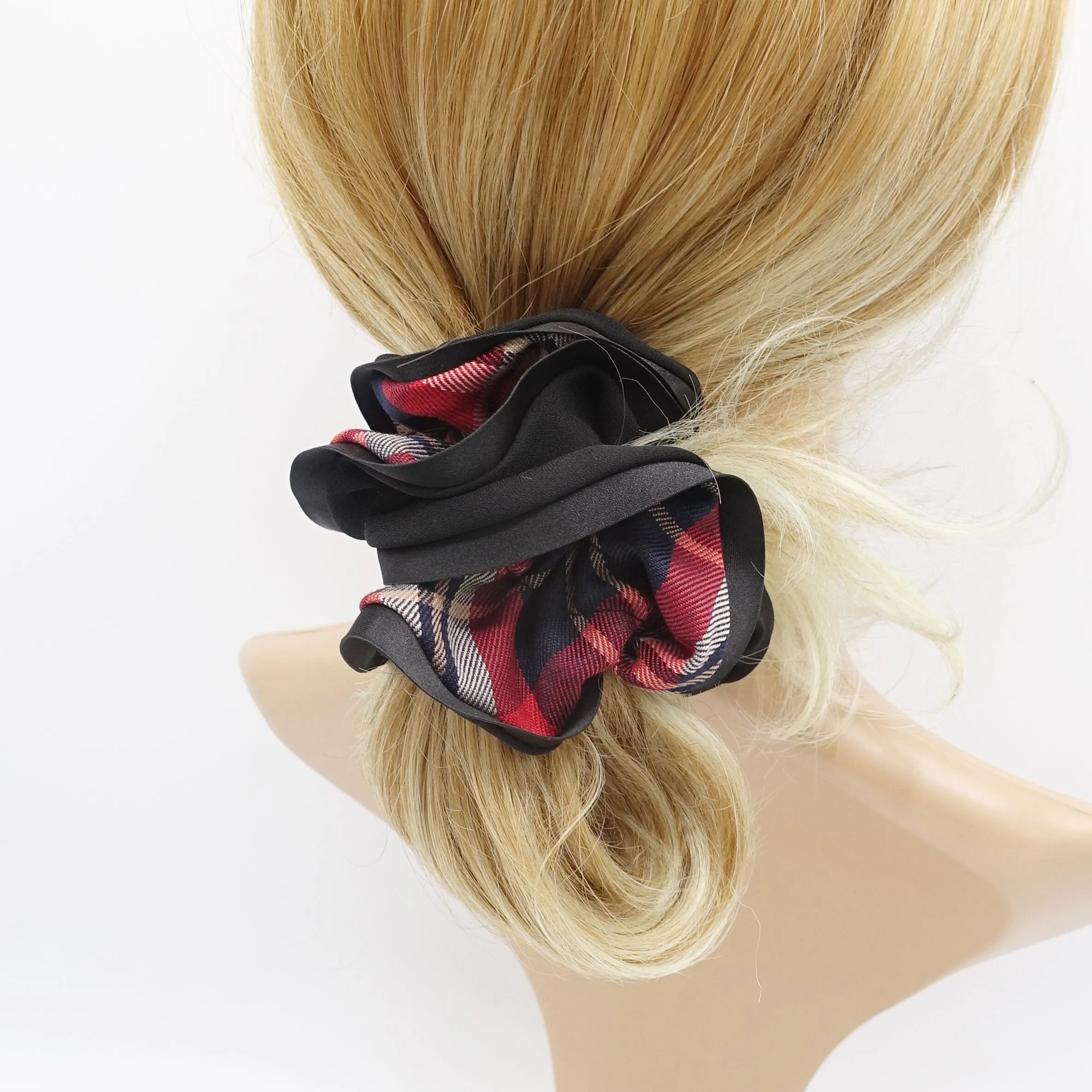 check scrunchies, 2color tone scrunchies, hair ties for women