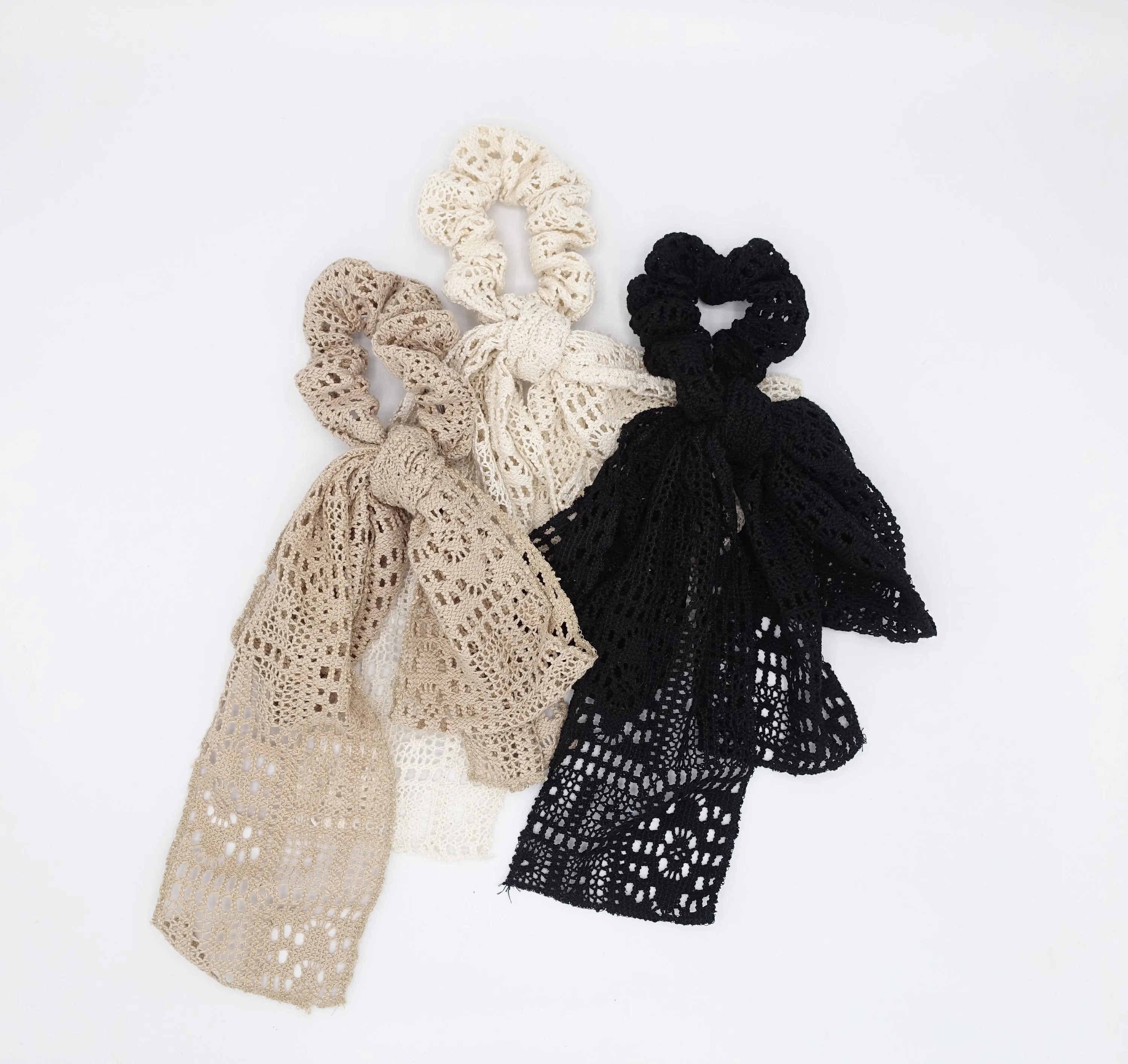 cotton lace scrunches, bow knot hair ties for women