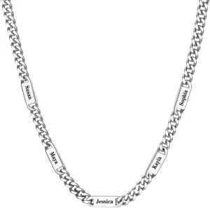 Custom4U Personalized Stainless Steel Cuban Link Chain for Men Women, 5mm/7mm Width Engraving 1-5 Names Cuban Chain Necklace, Steel/14K Gold Plated/Black Fathers Day Gift Hip Hop Jewelry Send Gift Box