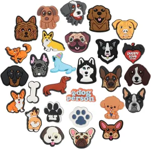 Dog Shoe Decoration Charms, 30PCS Cute Animal Dog Pet Shoe Charms Pack Fit for Shoe Wristband Sandals, PVC Shoe Charm Accessories for Party Favor Holiday Birthday Gifts
