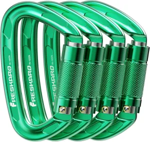 FresKaro 4inches 25kN-5621lbs Climbing Carabiners, UIAA CE Certified, Twist Auto Locking, Made of 7075 Aluminium, Lightweight, Rust Proof, for Mountaineering, Rappelling etc., Multi-Colors