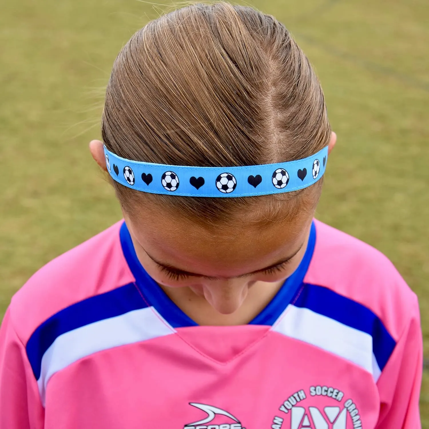 FROG SAC 4 Soccer Headbands for Girls - Adjustable No Slip Sport Head Bands for Kids, Thin Athletic Stretch Elastic Headband Set, Nonslip Fabric Youth Sports Hair Band Accessories