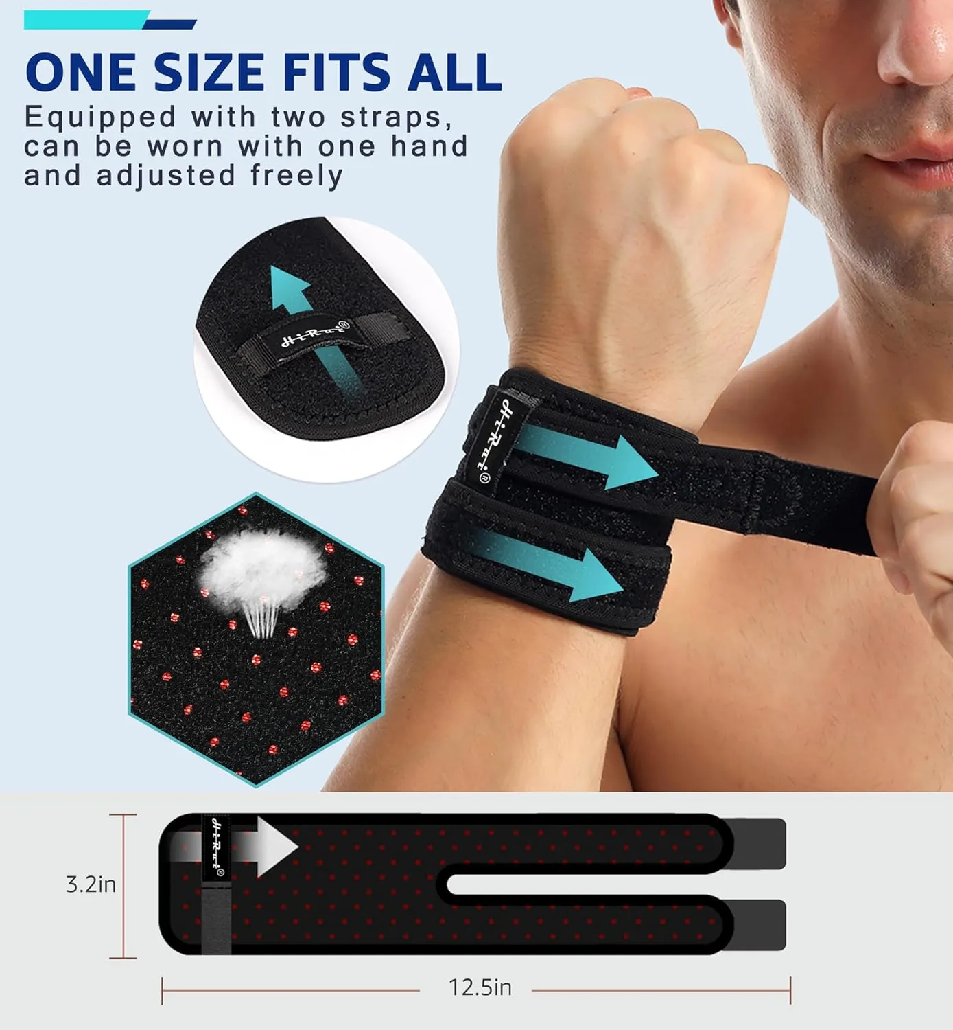 HiRui Wrist Brace for TFCC Tears, Adjustable Wristband Wrist Wraps Support for Fitness Weightlifting Tennis Tendonitis Carpal Tunnel Arthritis Pain Relief, One Size Adjustable (Black, 1 Pack)