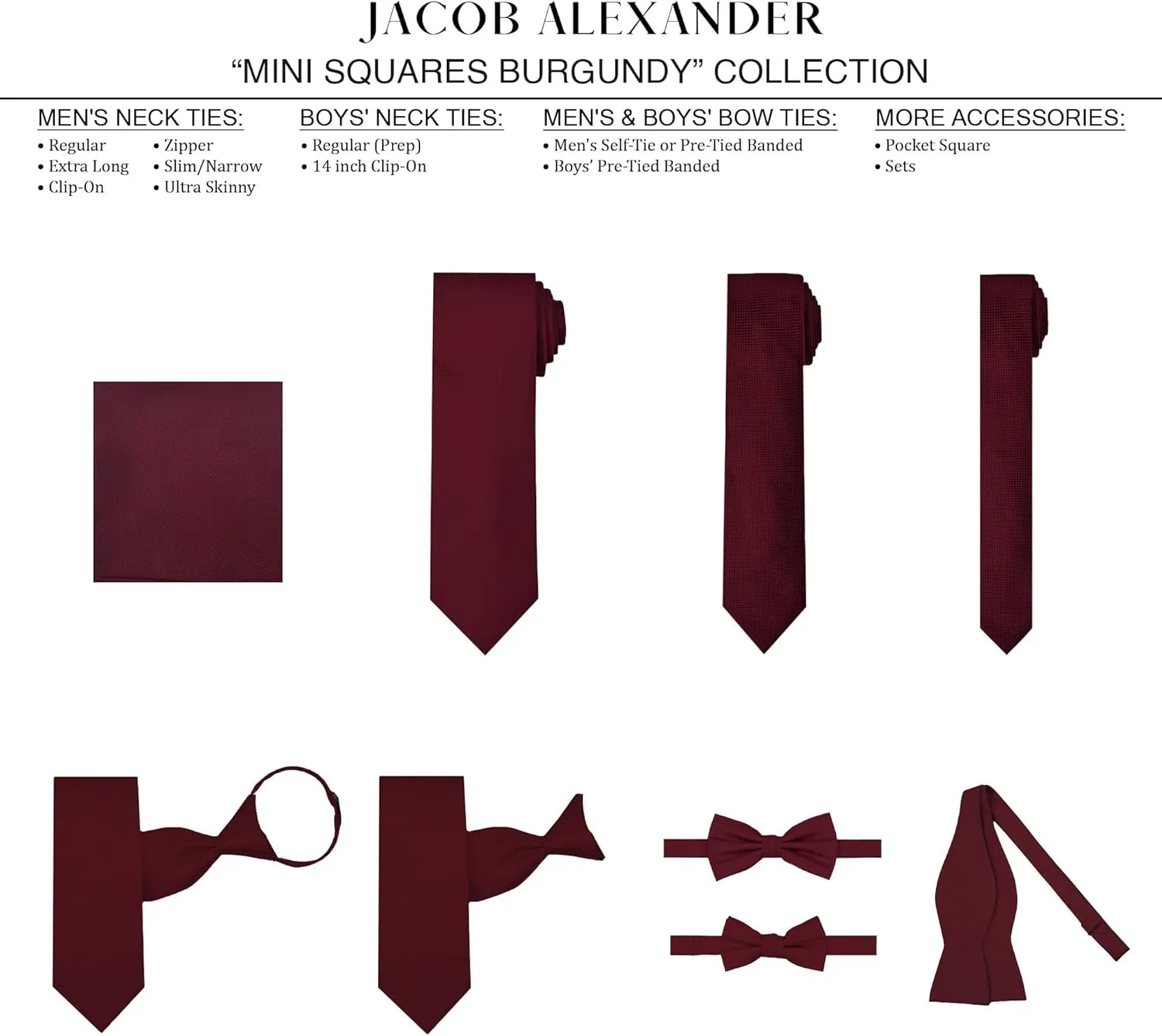 Jacob Alexander Men's Woven Subtle Mini Squares Adjustable Self-Tie Bow Tie
