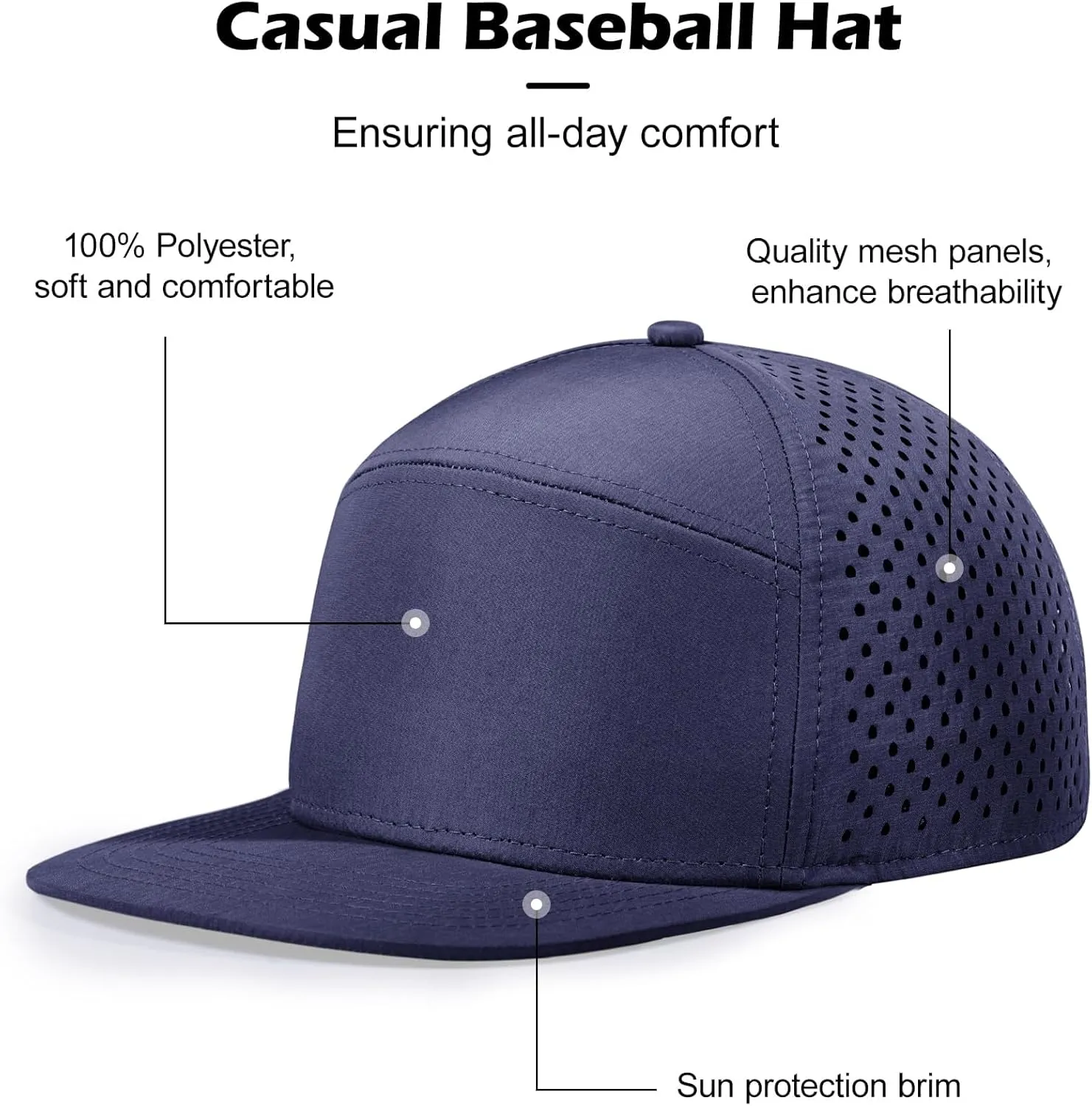 LiuSuper XXL Snapback Hats for Men, Flat Brim Hats for Men, Adjustable Mesh Trucker Hat for Women Big Head