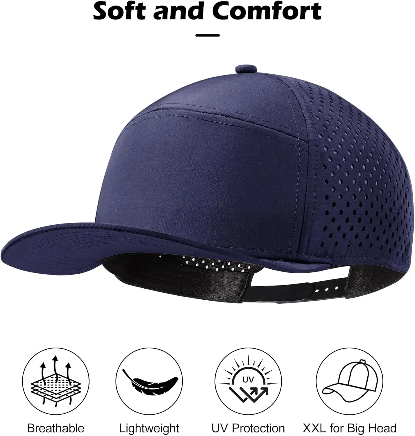 LiuSuper XXL Snapback Hats for Men, Flat Brim Hats for Men, Adjustable Mesh Trucker Hat for Women Big Head