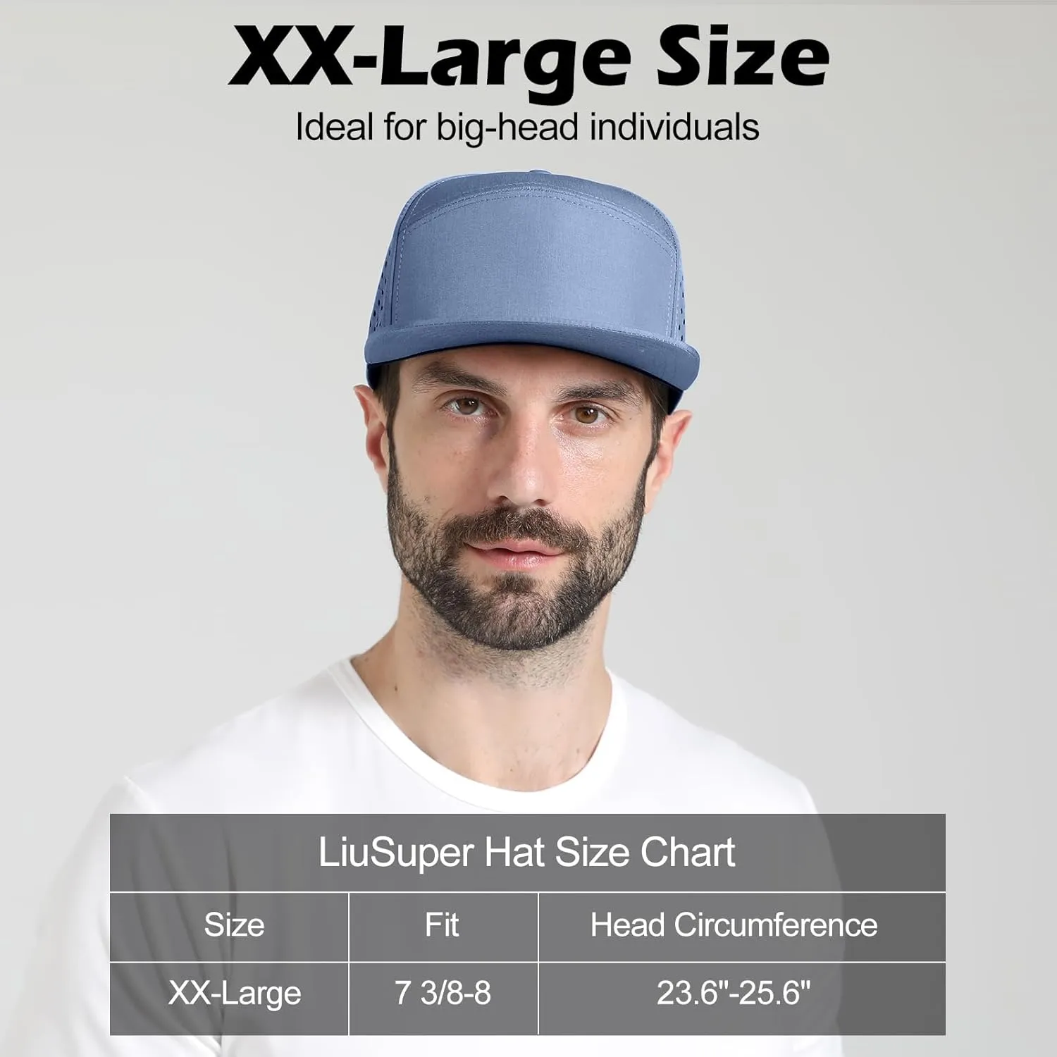LiuSuper XXL Snapback Hats for Men, Flat Brim Hats for Men, Adjustable Mesh Trucker Hat for Women Big Head