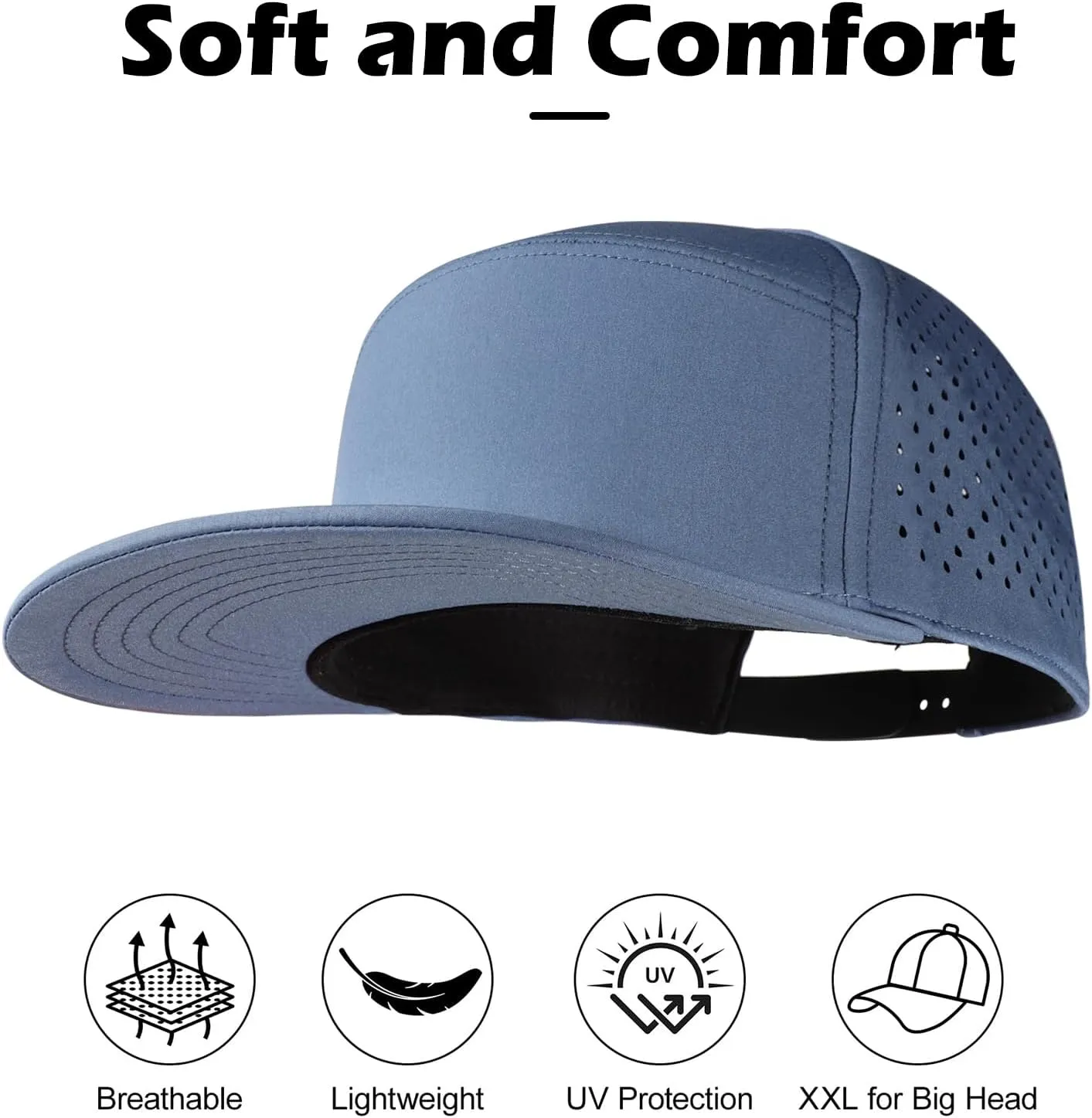 LiuSuper XXL Snapback Hats for Men, Flat Brim Hats for Men, Adjustable Mesh Trucker Hat for Women Big Head