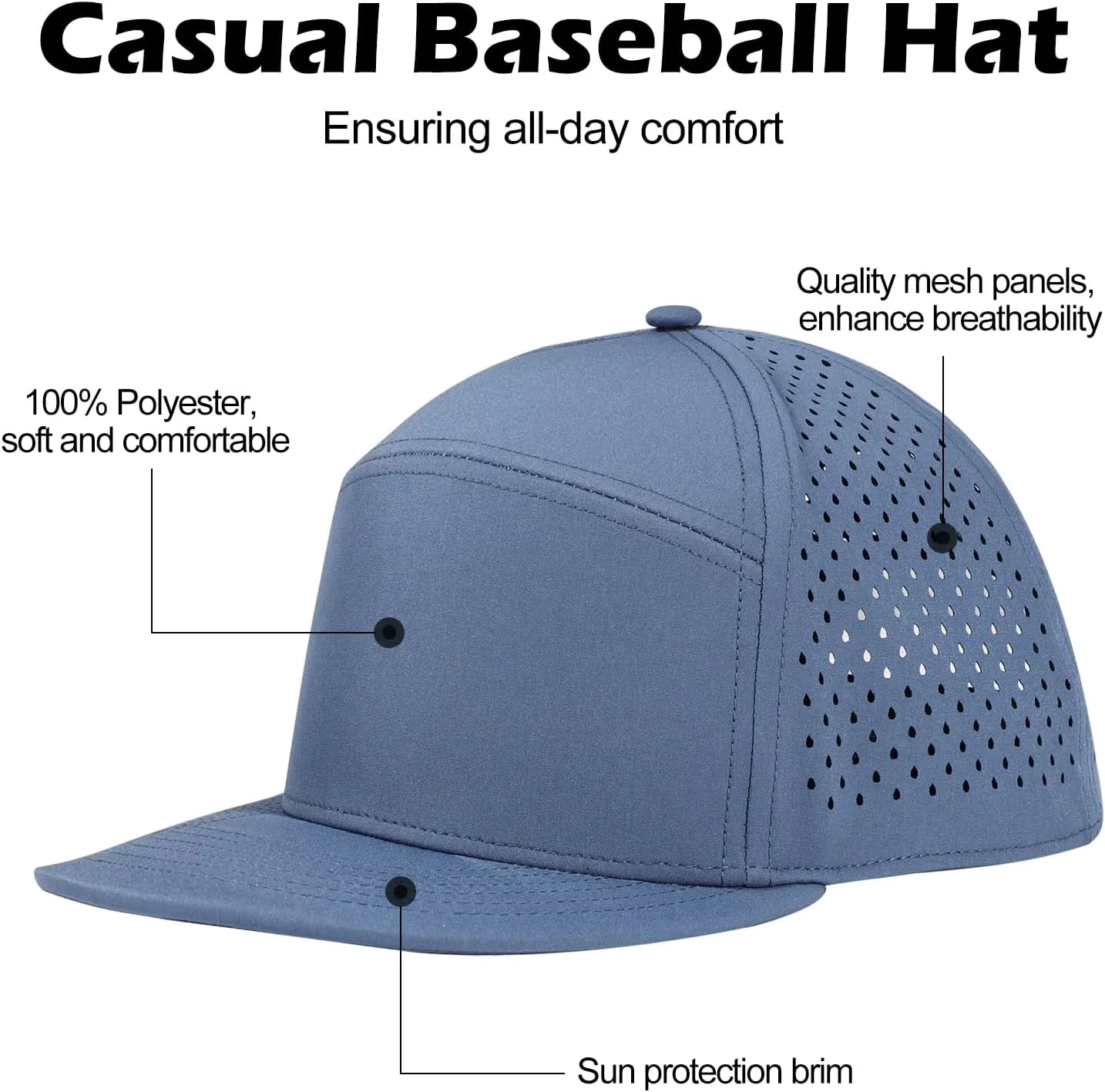 LiuSuper XXL Snapback Hats for Men, Flat Brim Hats for Men, Adjustable Mesh Trucker Hat for Women Big Head