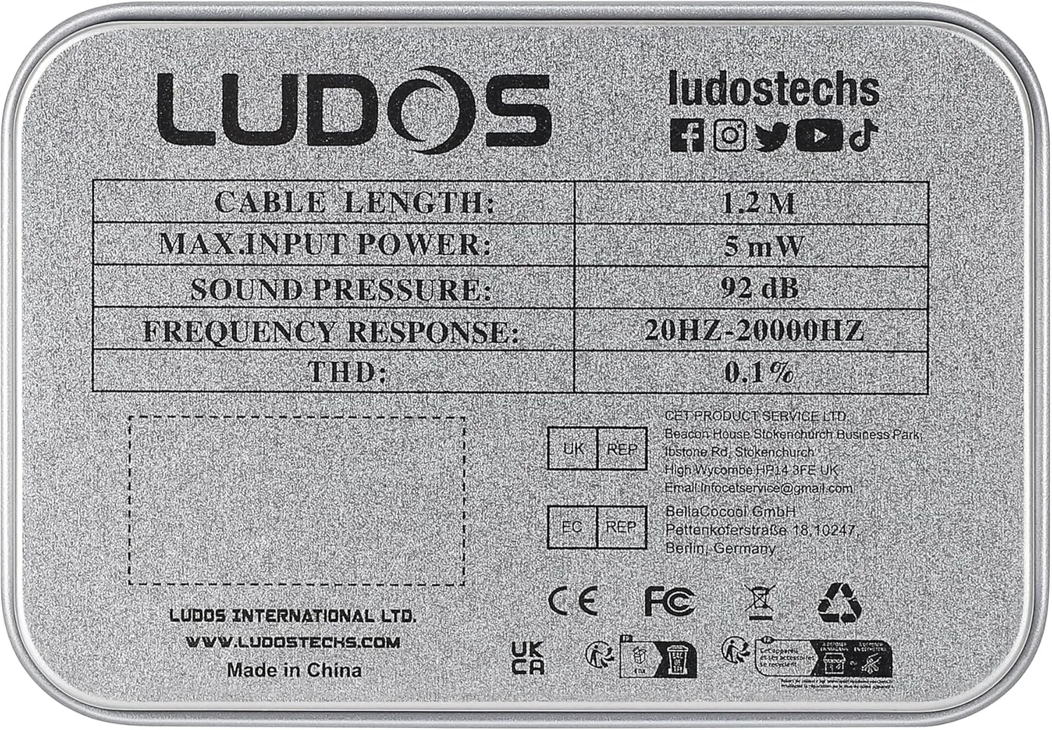 Ludos Clamor Wired Earbuds in-Ear Headphones, 5 Years Warranty, Earphones with Microphone, Noise Isolating Ear Buds for School, Kids, Women, Small Ear