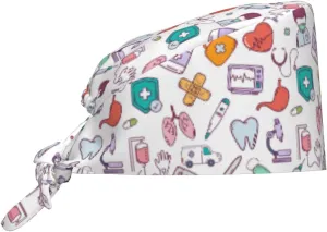 Medical and Health Care Working Caps with Sweatband Adjustable Tie Back Hat Headgear Beanie