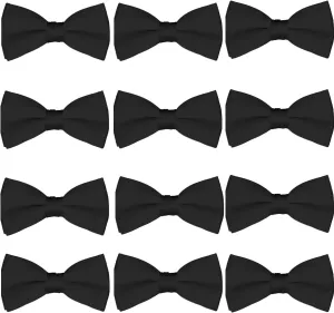 Men's Bow Tie Wholesale 12 Pack Pre-Tied Formal Tuxedo Bowties Wedding Solid Ties