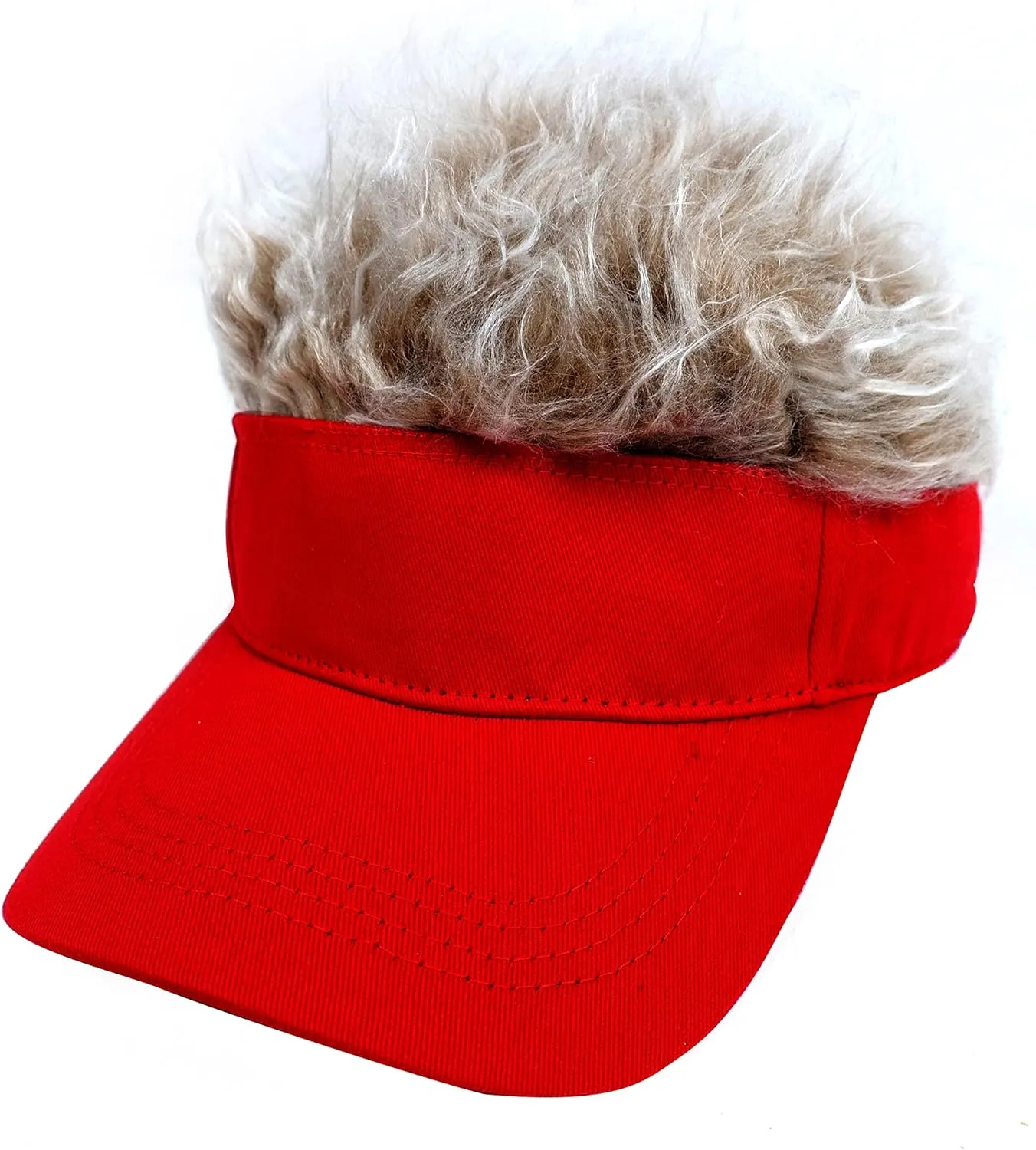 Mens Visor with Hair Fake Hat with Hair for Men Funny Golf Hats Wig Hat Spiked Adjustable Baseball Cap