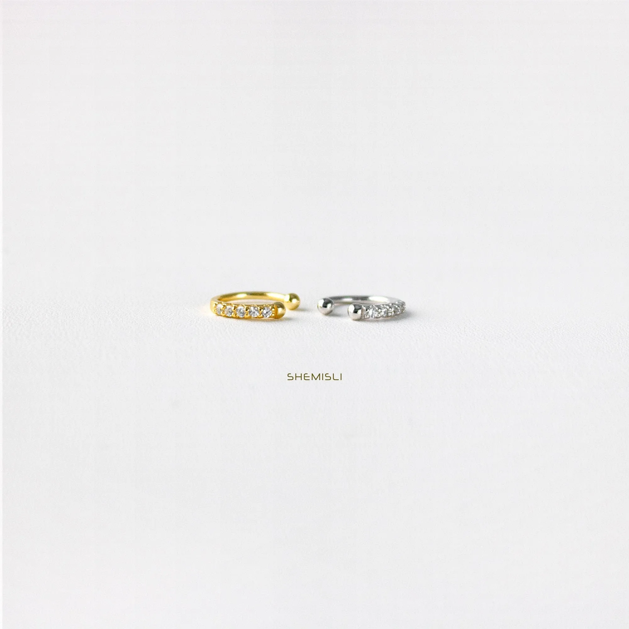 Simple CZ Ear Conch Cuff, Earring No Piercing is Needed, Unisex, Gold, Silver SHEMISLI SF028