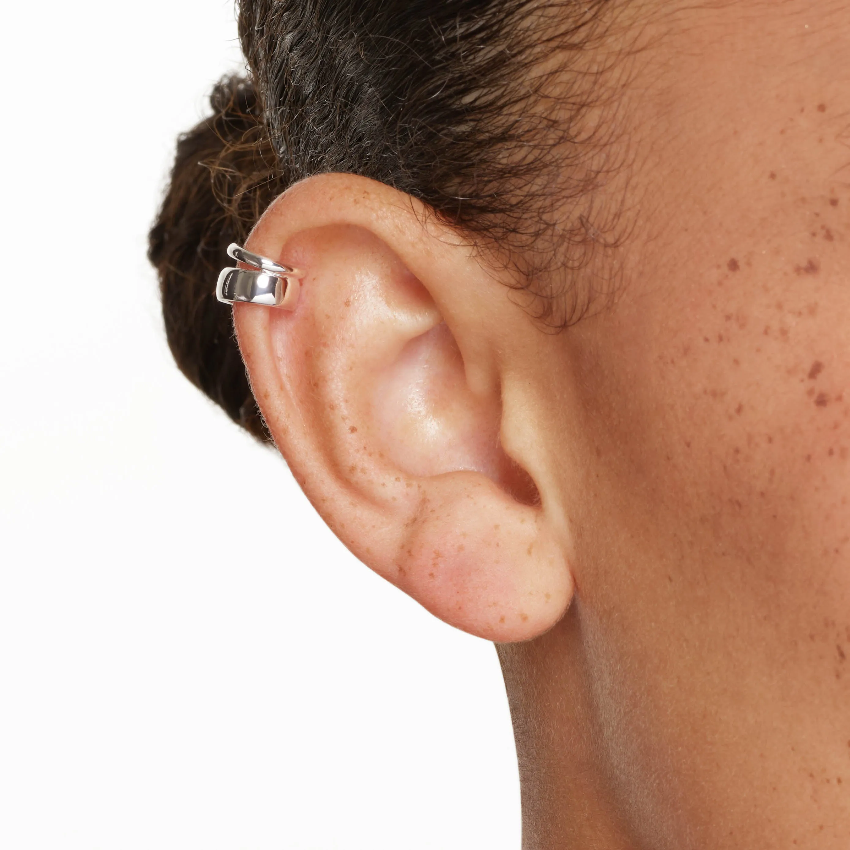Split Band Single Ear Cuff in Silver