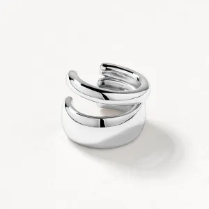 Split Band Single Ear Cuff in Silver