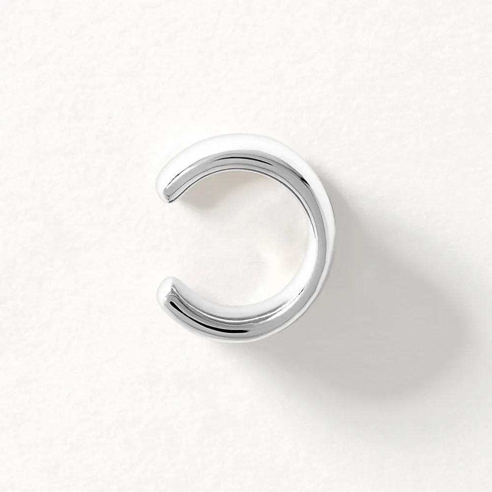 Split Band Single Ear Cuff in Silver