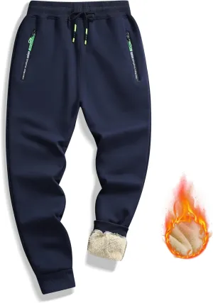 STICKON Mens Sherpa Lined Sweatpants Winter Warm Fleece Pants