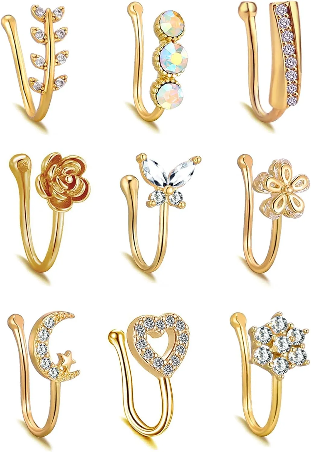 TAMHOO 25 Pcs Multi-Style Fake Nose Rings for Women and Men -Gold Plated Copper African Nose Cuff Non Piercing for Teen Grirls - Nice Gift for Her on Birthday/Valentines Day/Christmas