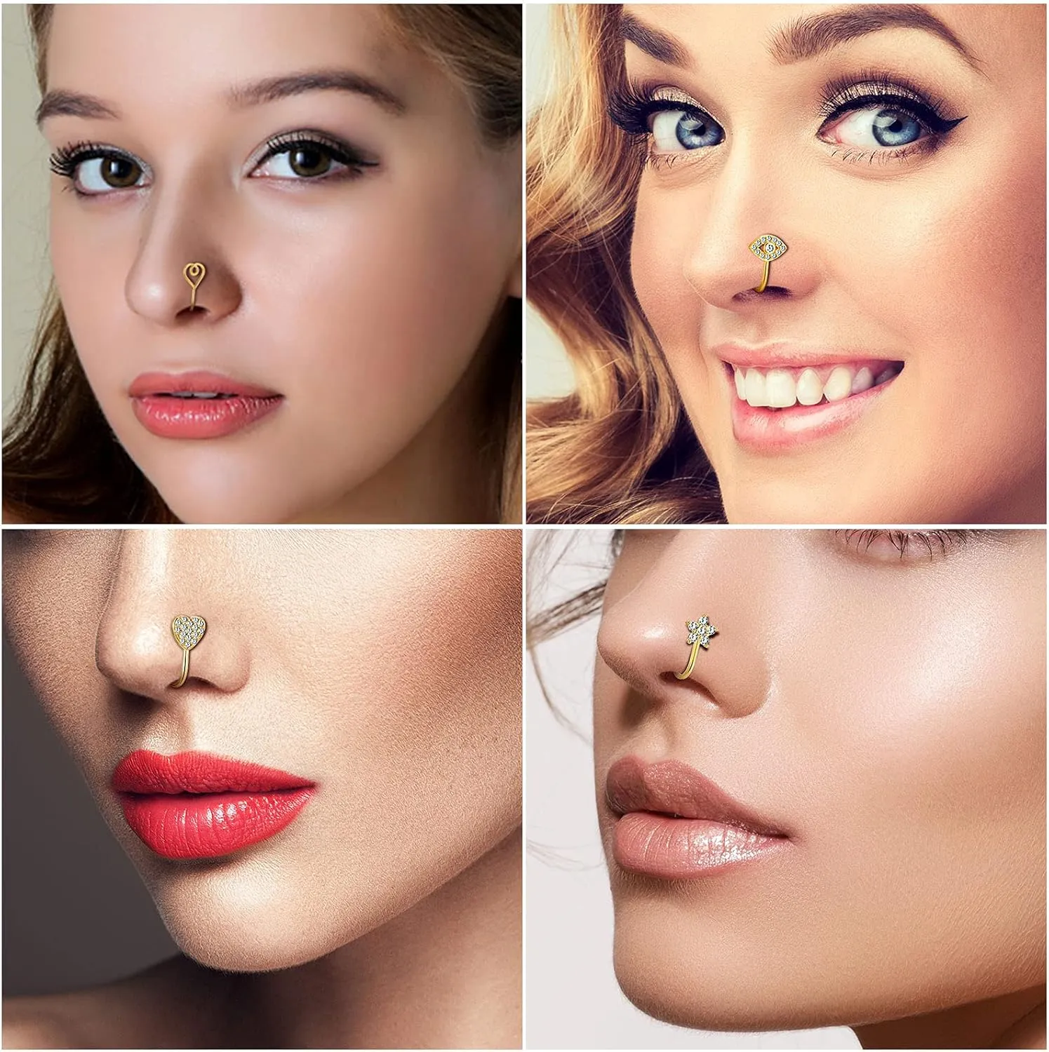 TAMHOO 25 Pcs Multi-Style Fake Nose Rings for Women and Men -Gold Plated Copper African Nose Cuff Non Piercing for Teen Grirls - Nice Gift for Her on Birthday/Valentines Day/Christmas