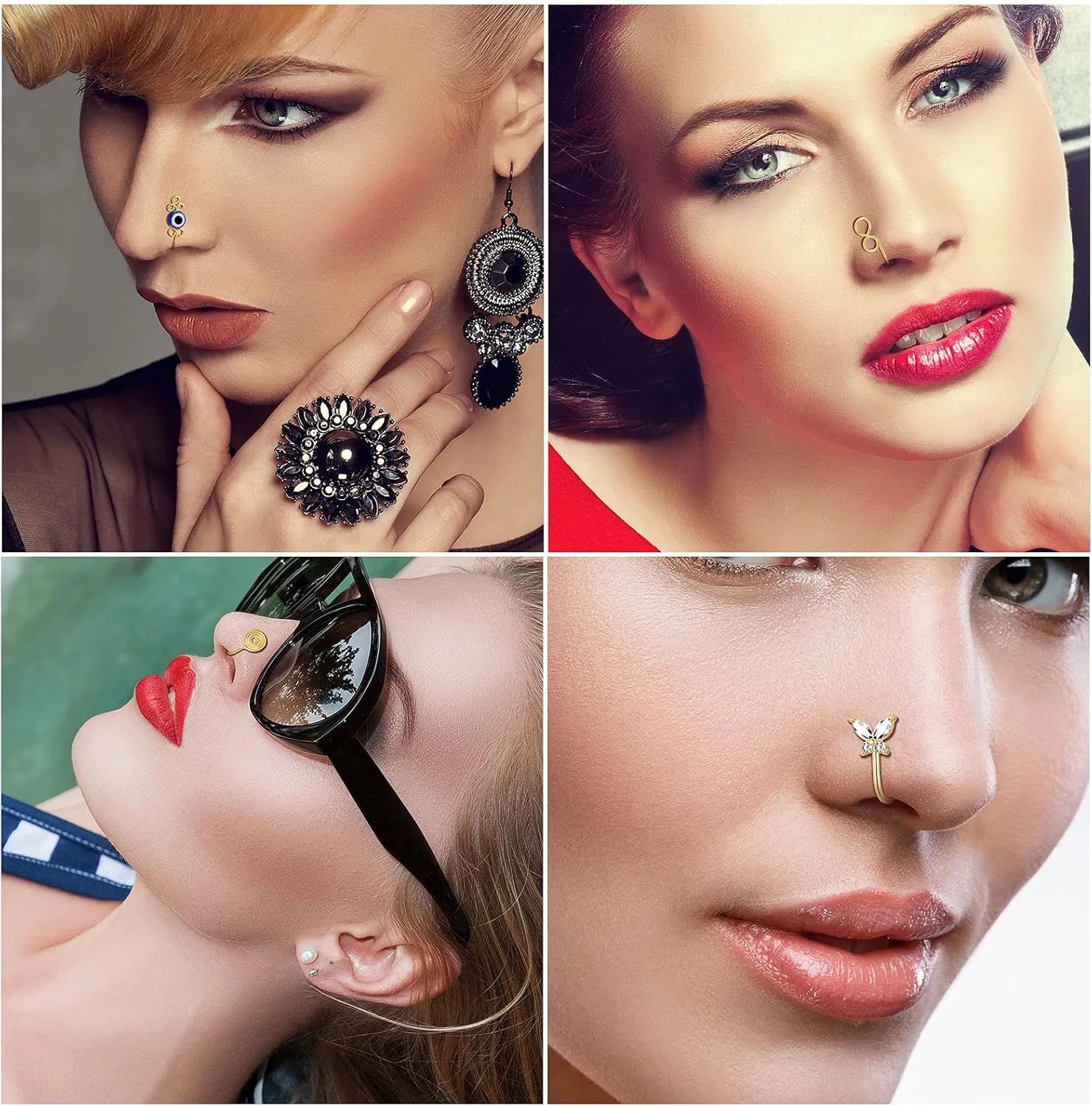 TAMHOO 25 Pcs Multi-Style Fake Nose Rings for Women and Men -Gold Plated Copper African Nose Cuff Non Piercing for Teen Grirls - Nice Gift for Her on Birthday/Valentines Day/Christmas