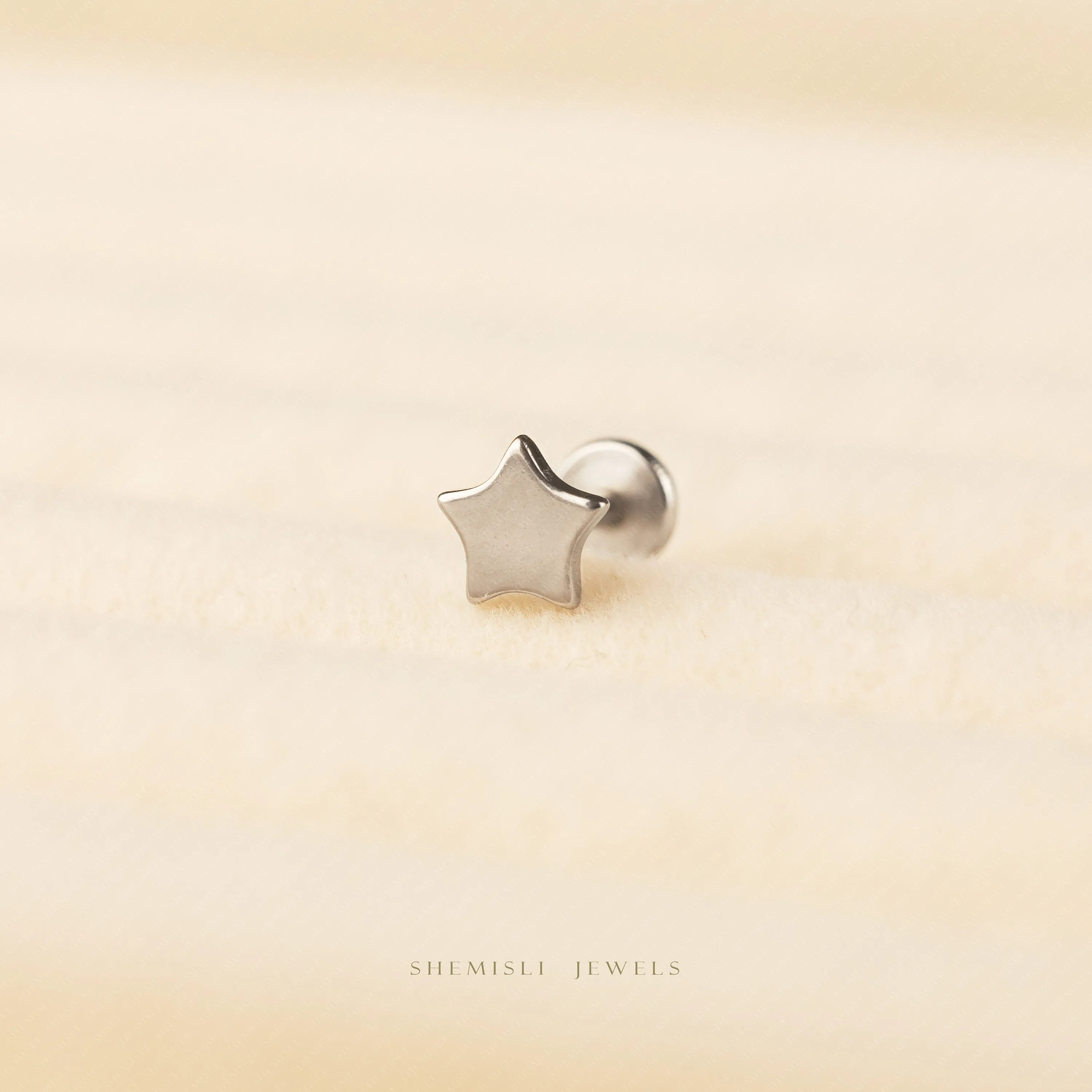 Tiny Star Threadless Flat Back Nose Stud, 20,18,16ga, 5-10mm, Unisex, Surgical Steel, SHEMISLI SS567