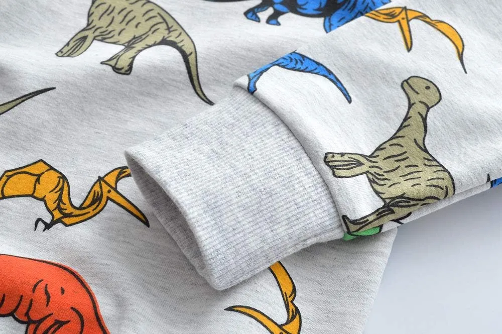 Toddler Boys Sweatshirts Long Sleeve Sport Elephant Sweat Shirt Dinosaur Pullover Crewneck Tops Tees Kids 2-7 Years