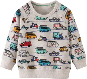 Toddler Boys Sweatshirts Long Sleeve Sport Elephant Sweat Shirt Dinosaur Pullover Crewneck Tops Tees Kids 2-7 Years