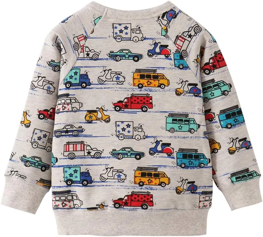 Toddler Boys Sweatshirts Long Sleeve Sport Elephant Sweat Shirt Dinosaur Pullover Crewneck Tops Tees Kids 2-7 Years