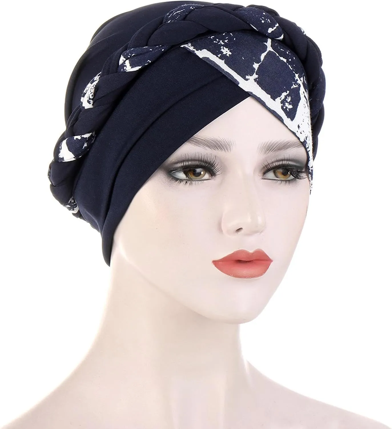 Womens Print Chemo Cancer Cap Braid Hair Cover African Pre-Tied Twisted Head Turbans Hats Head Wraps