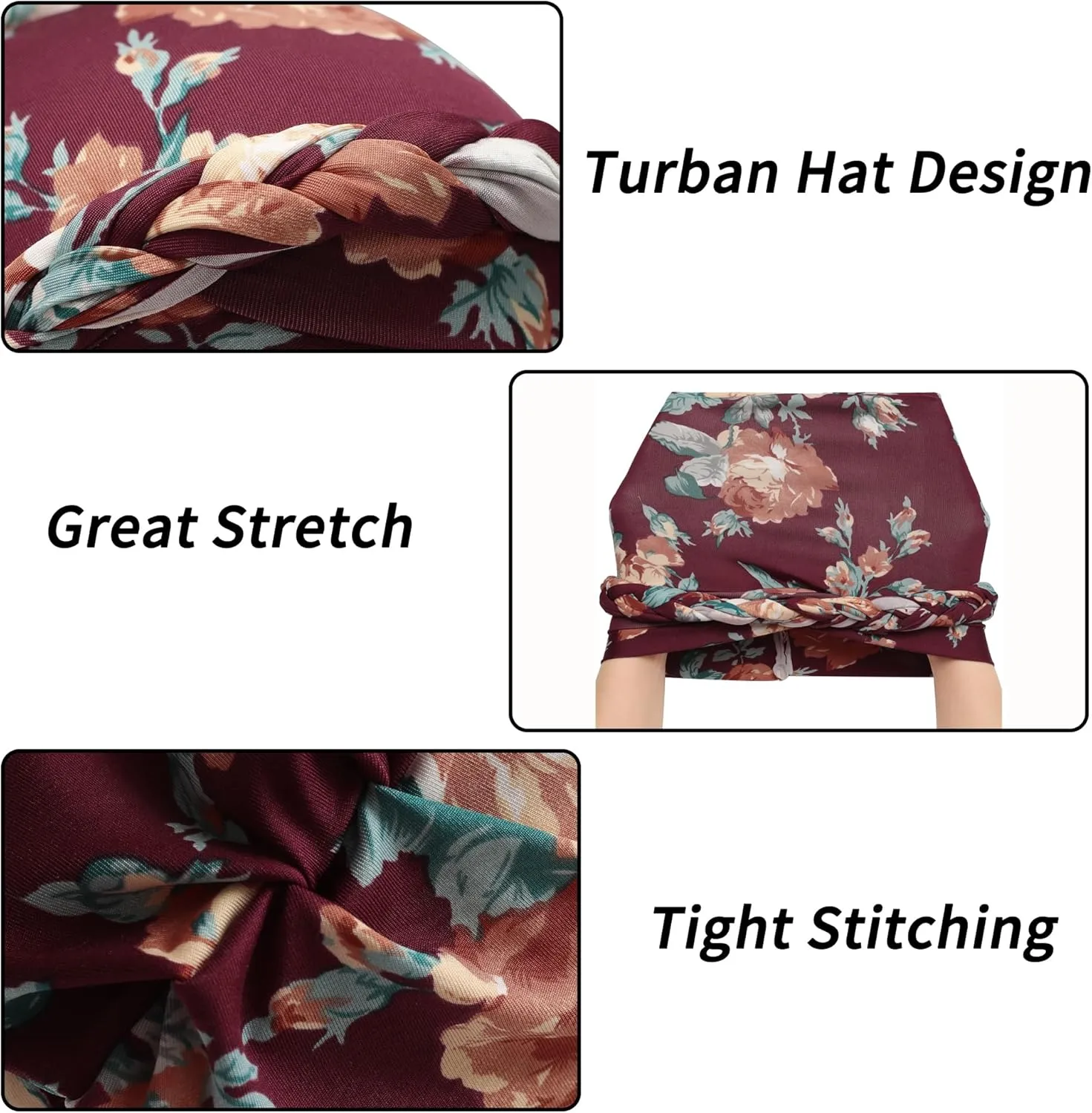 ZLYC Chemo Headwear Pre Tied Turban Headwrap Lightweight Beanie Hat for Women