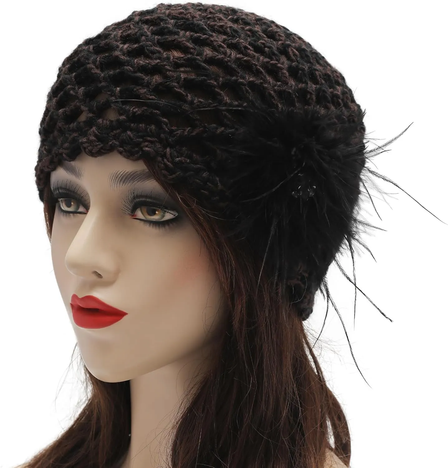 ZLYC Women Crochet Beanie Hat Summer Handmade Knit Decorated Lightweight Skull Cap