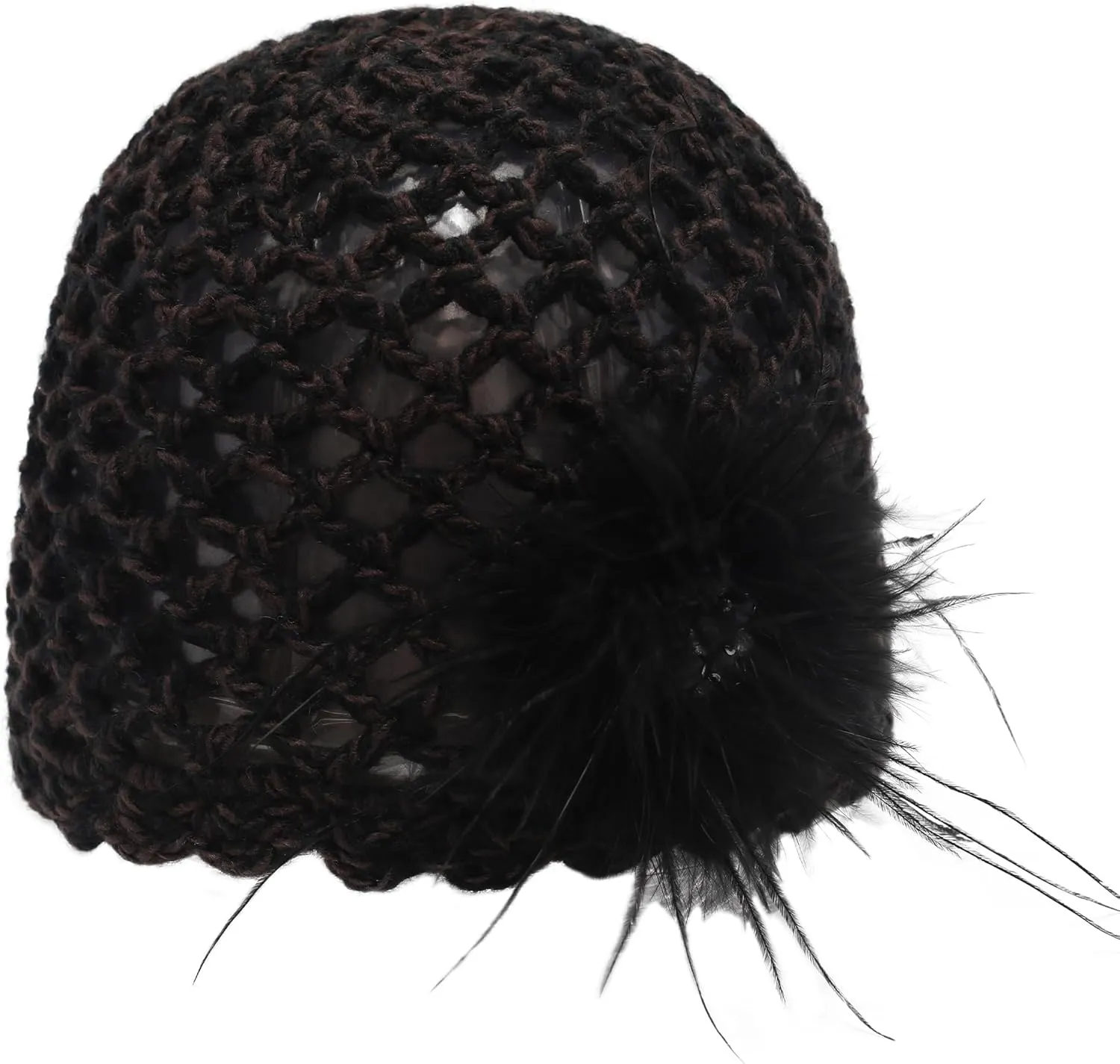 ZLYC Women Crochet Beanie Hat Summer Handmade Knit Decorated Lightweight Skull Cap